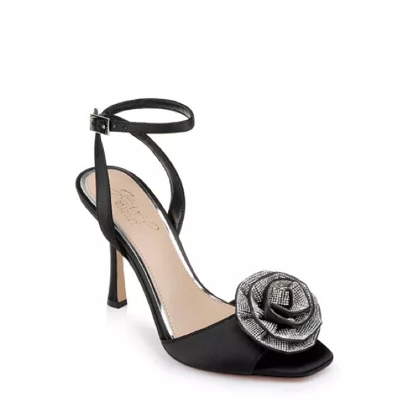 JEWEL 
BADGLEY  MISCHKA Vida Rosette Peep Stiletto Sz 5.5 - Picture 1 of 13